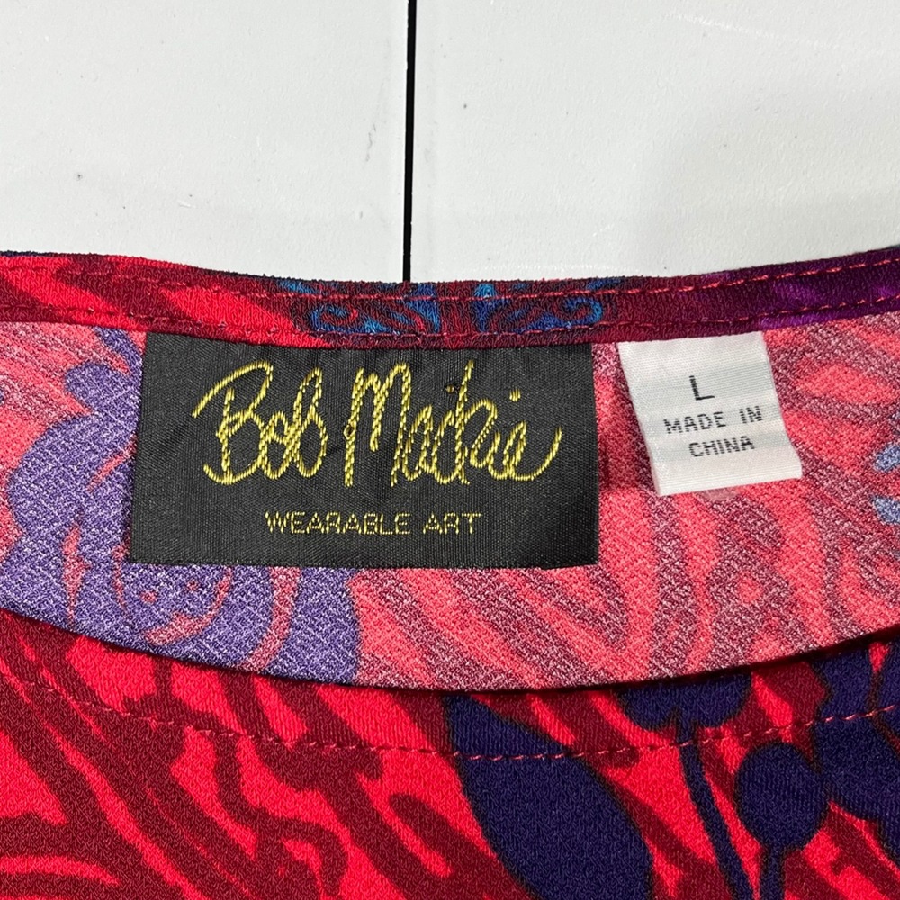 Bob Mackie Artsy Boho Lagenlook Floral Paisley Long Sleeve Top Womens Large - Picture 7 of 9